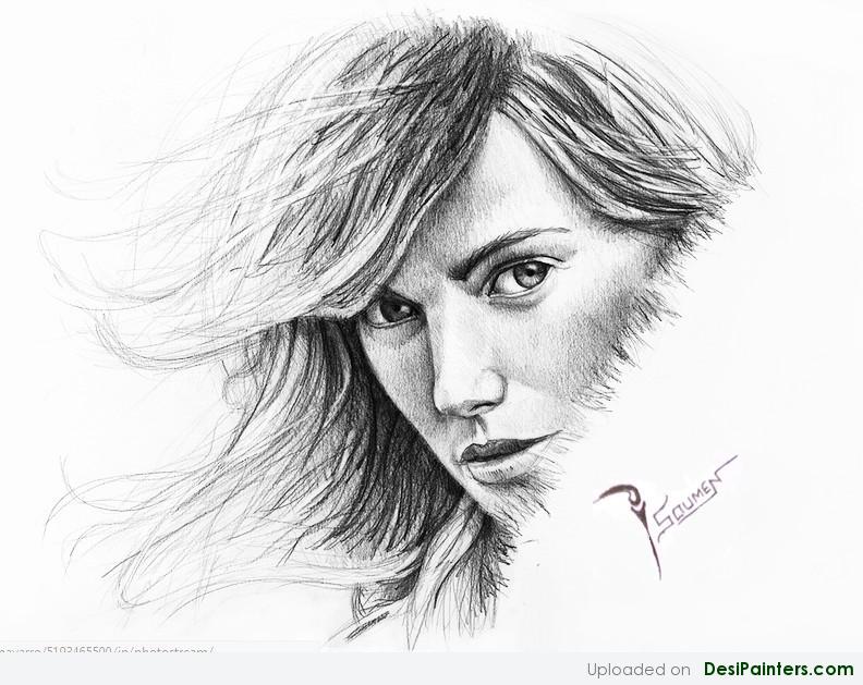 Sketch Of Beautiful Lady by Soumen | DesiPainters.com