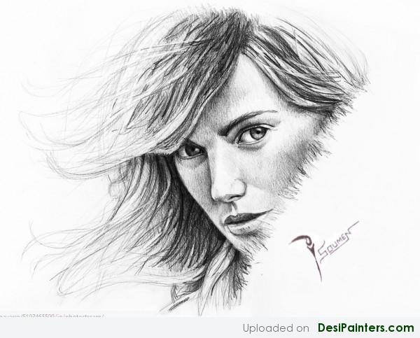 Sketch Of Beautiful Lady by Soumen - DesiPainters.com