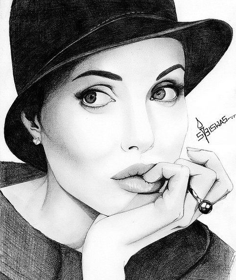 Sketch Of Hollywood Actress Angelina Jolie