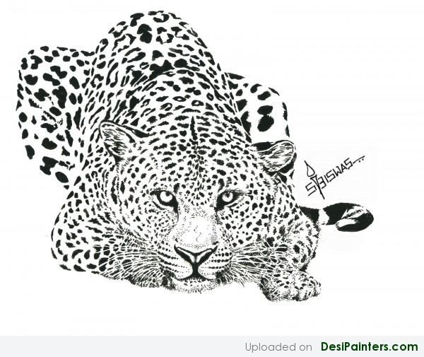 Watercolour Painting Of Cheeta By Soumen - DesiPainters.com
