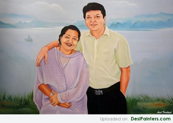 Painting Of A Mature Couple - DesiPainters.com