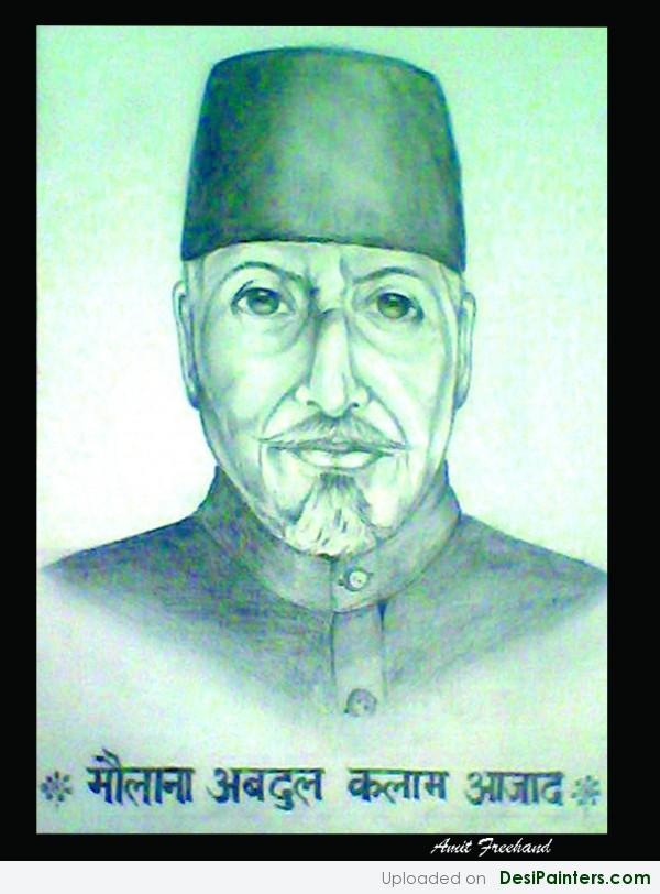 Sketch Of Moulana Abdul Kalam Aazad - DesiPainters.com