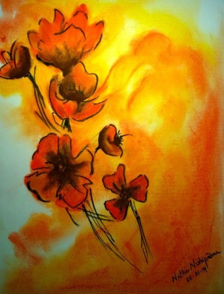 Painting Of Flowers By Nithi Nishipadma