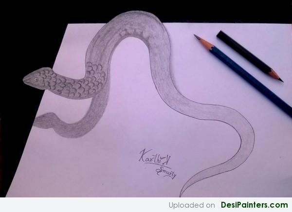 3D Snake Sketch By Karthik Smarty - DesiPainters.com