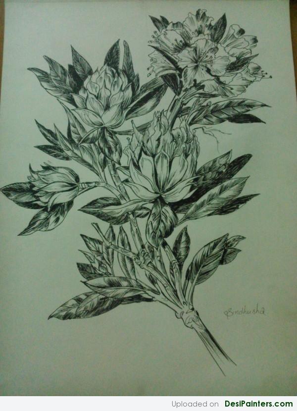 Pencil Sketch Of Flowers