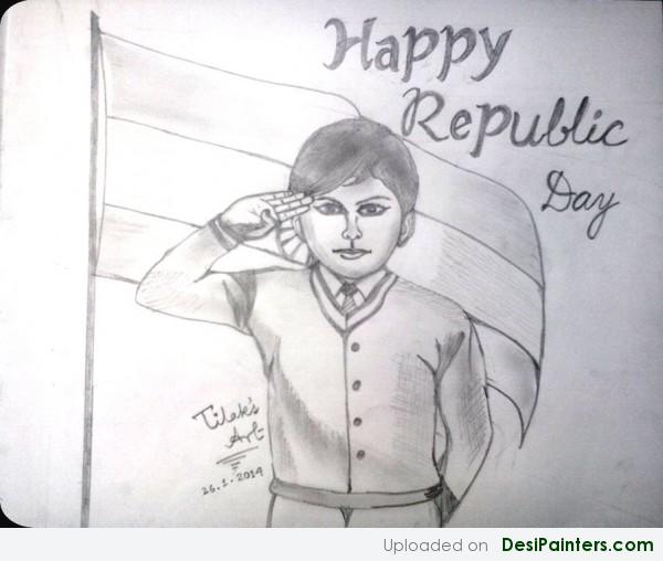 Pencil Sketch On Republic Day
