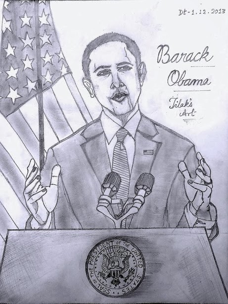 Pencil Sketch Of Barack Obama - DesiPainters.com