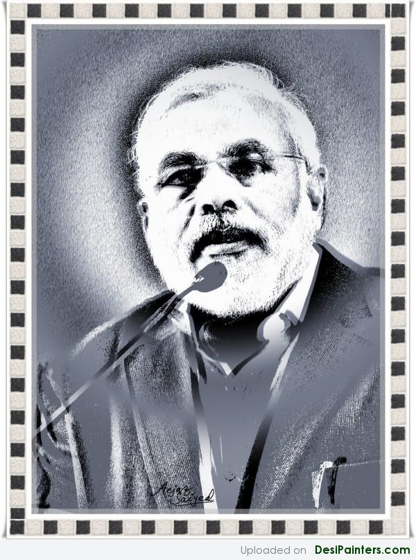 Painting Of Narendra Modi By Aejaz Saiyed