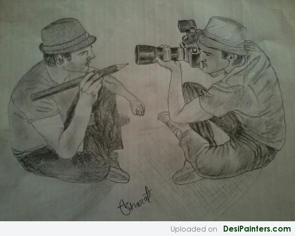 Sketch Of Two Boys By Bharat Rathore - DesiPainters.com