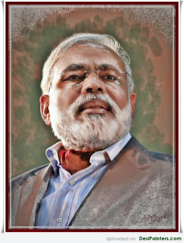 Digital Painting Of Narendra Modi - DesiPainters.com