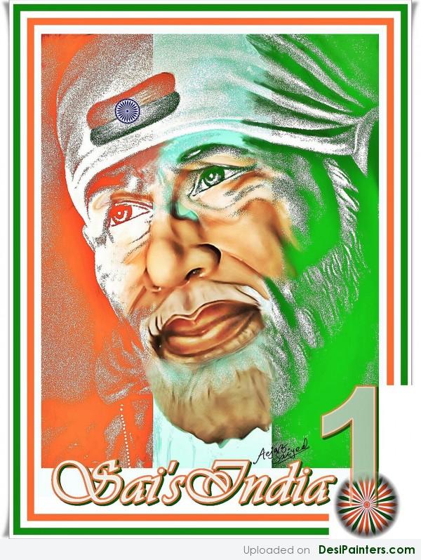 Digital Painting Of Sai Baba - DesiPainters.com