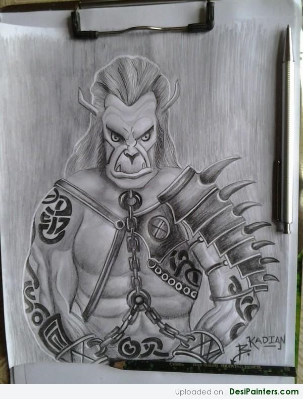 Pencil Sketch Of A Warrior Slave - DesiPainters.com