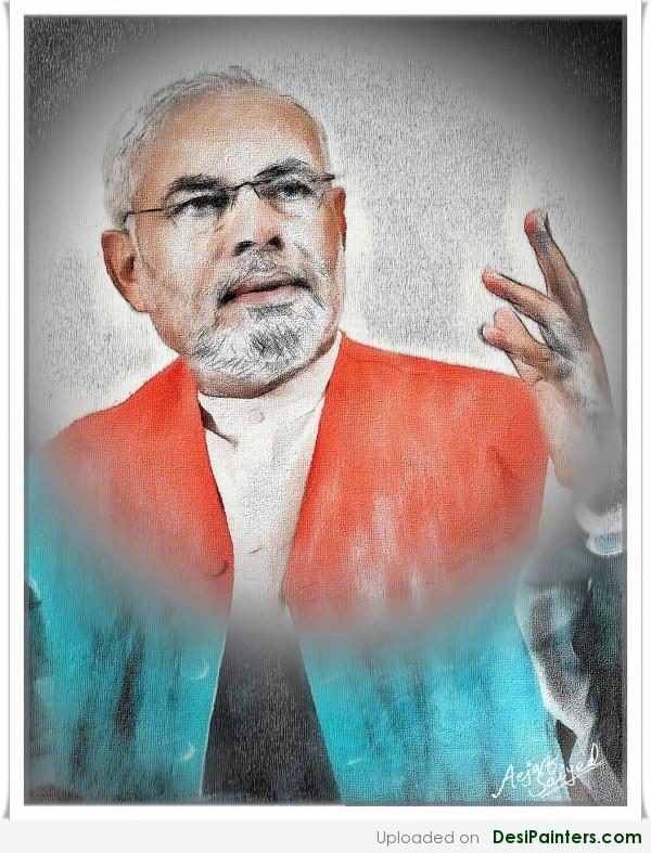 Digital Painting Of Narendra Modi - DesiPainters.com