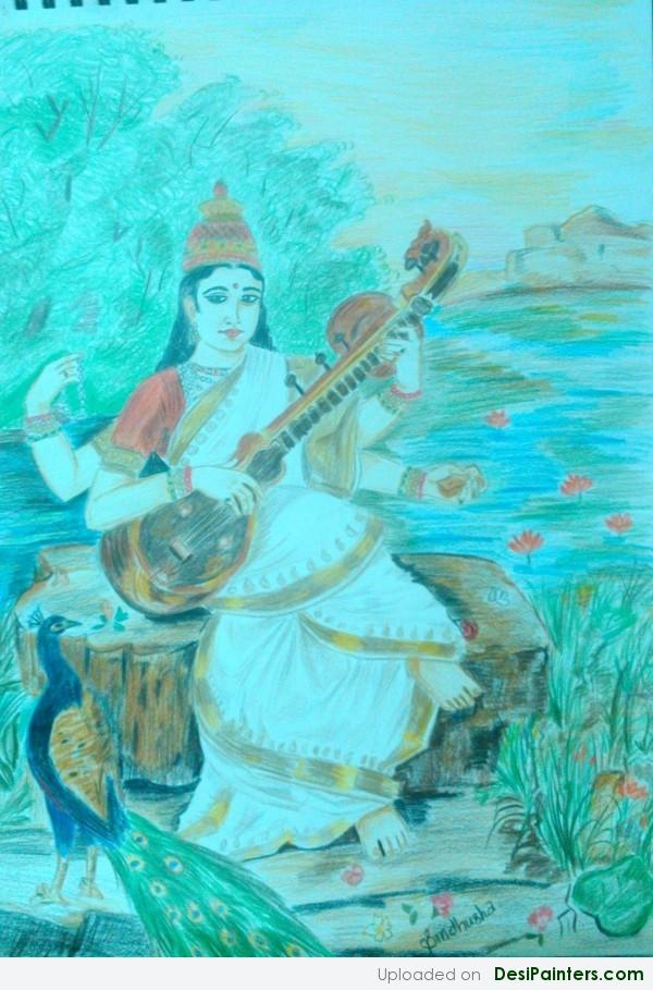 Painting Of Lordess Saraswathi