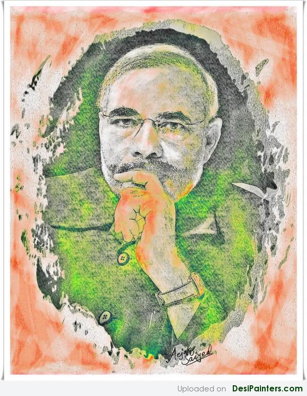 Digital Painting Of Narendra Modi - DesiPainters.com