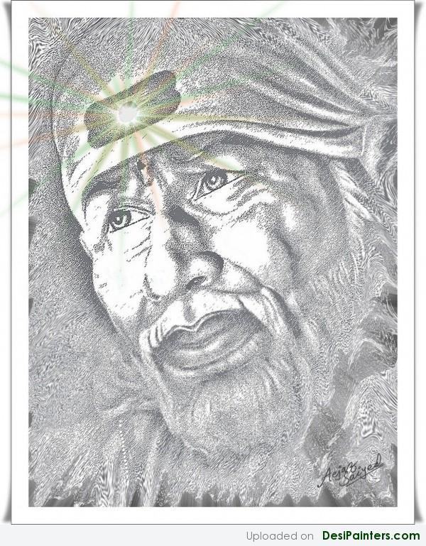 Digital Painting Of Sai Baba - DesiPainters.com