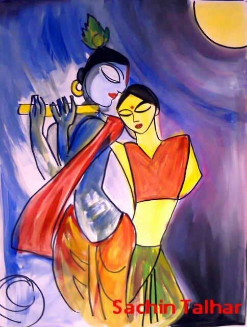 Painting Of Radhe krishna - DesiPainters.com
