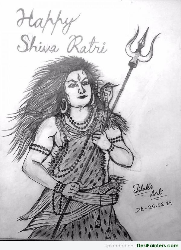 Pencil sketch of lord shiva - DesiPainters.com