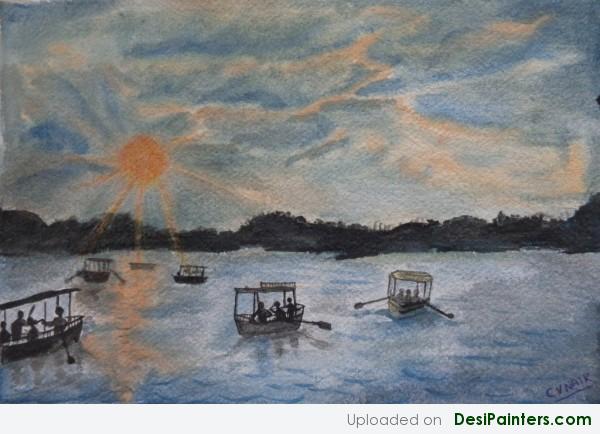 Painting Of Venna Lake (Mahabaleshwar) - DesiPainters.com