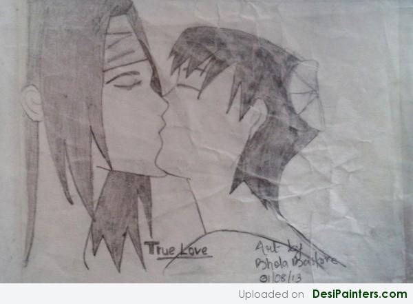 Sketch Of A Kissing Couple - DesiPainters.com