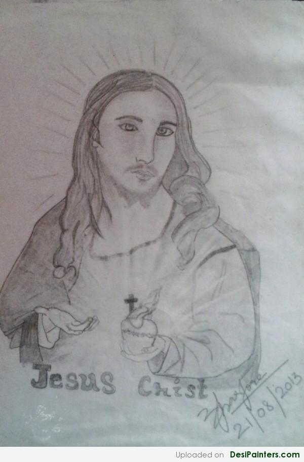 Pencil Sketch Of Lord Jesus - DesiPainters.com
