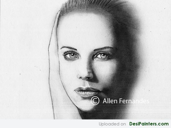 Sketch Of Charlize Theron - DesiPainters.com