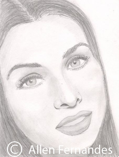 Pencil Sketch Of Lisa Ray - DesiPainters.com