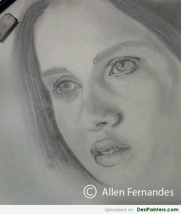 Sketch Of A Girl By Allen Fernandes - DesiPainters.com
