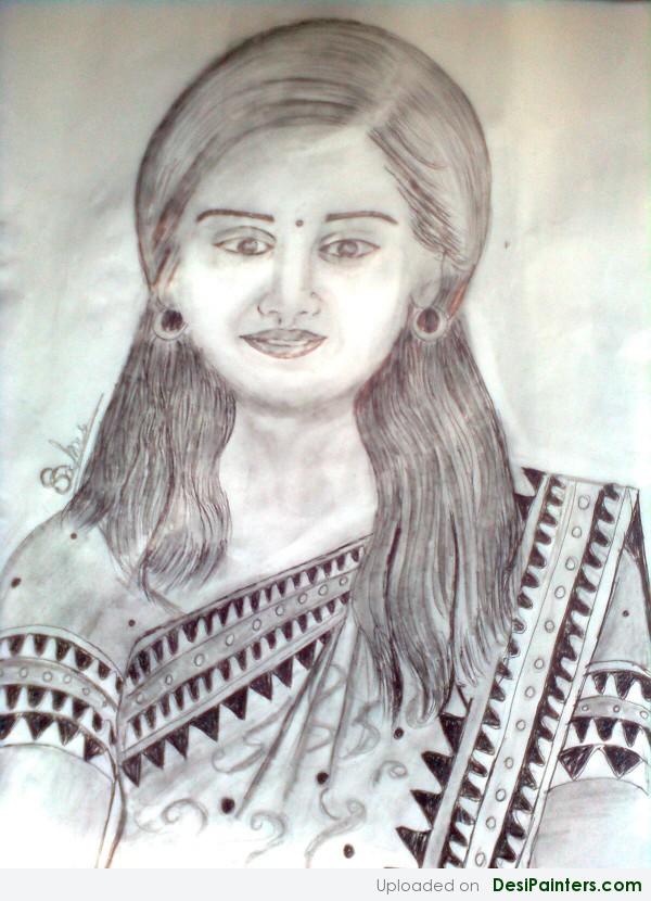 Pencil Sketch Of An Indian Girl - DesiPainters.com