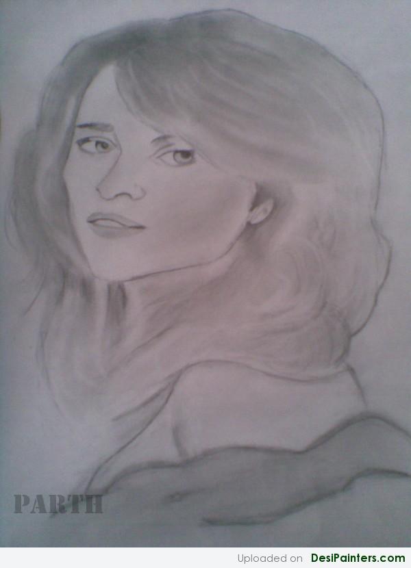 Pencil Sketch Of A Girl By Parth