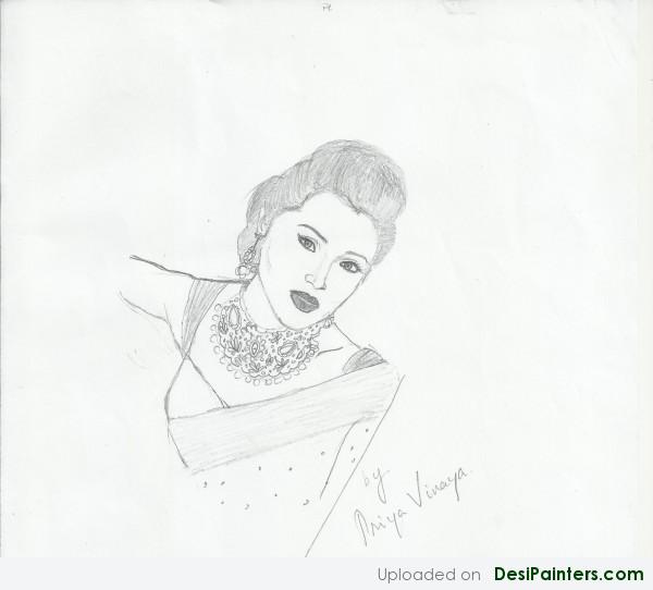 Pencil Sketch Of A Lady - DesiPainters.com