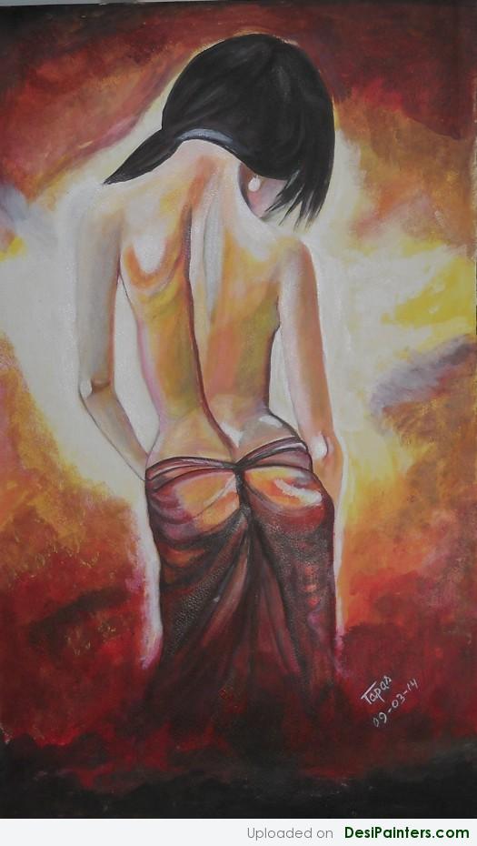 Painting Of A Girl From Back Pose - DesiPainters.com