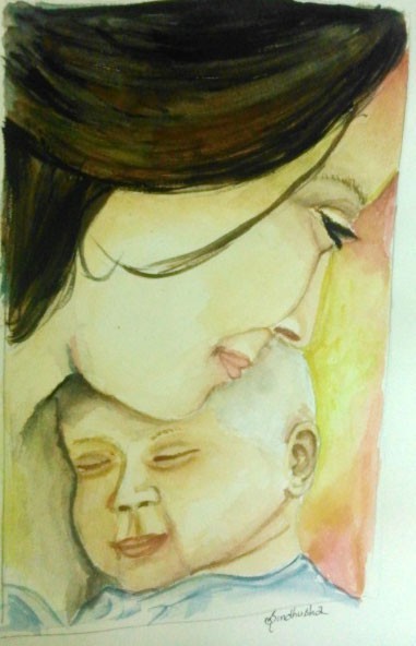 Painting Of A Mother and Child - DesiPainters.com