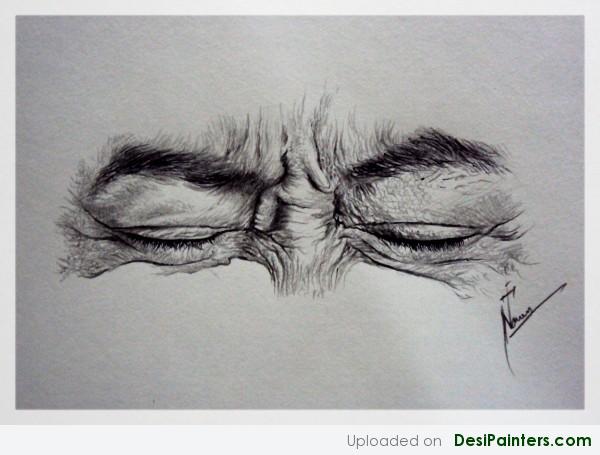 Pencil Sketch Of Stressed Eyes - DesiPainters.com