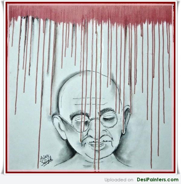 Digital Painting Of Melting Mahatma - DesiPainters.com