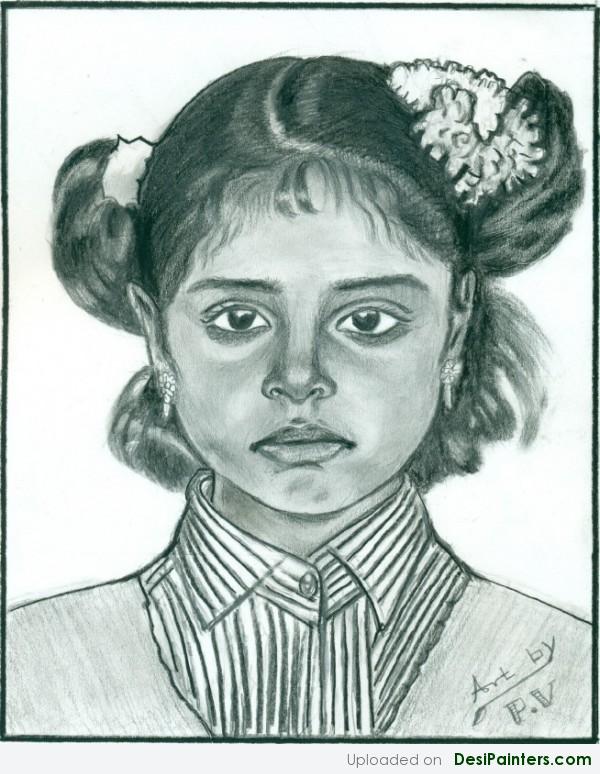 Pencil Sketch Of Vidhya Sri - DesiPainters.com