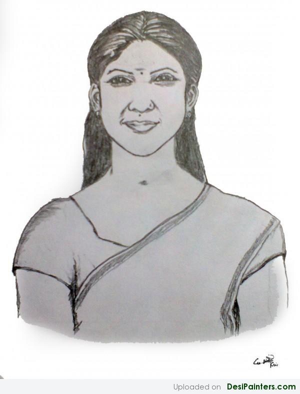 Pencil Sketch Of Nayanthara - DesiPainters.com