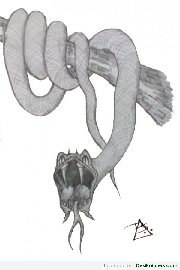 Pencil Sketch Of A Snake - DesiPainters.com