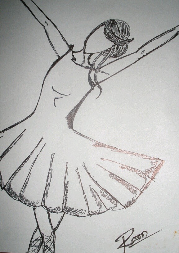 Line drawing of a dancing woman:: tasmeemME.com