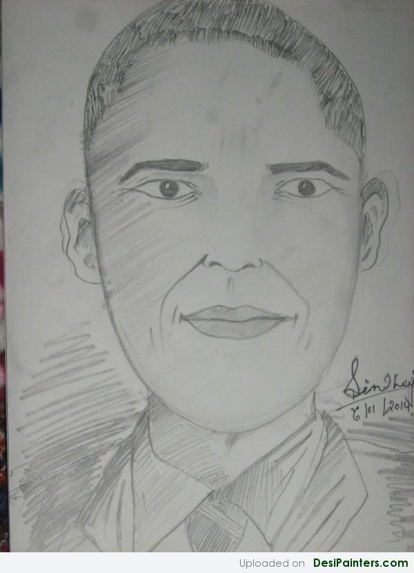 Sketch Of U.S.A President Mr. Barak Obama - DesiPainters.com