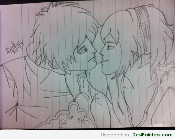 Sketch Of A Love Couple - DesiPainters.com