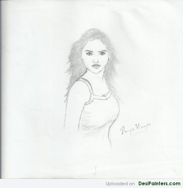 Pencil Sketch Of A Girl - DesiPainters.com
