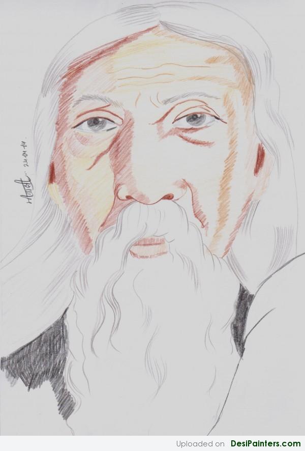 Pencil Colors Painting Of An Old Man