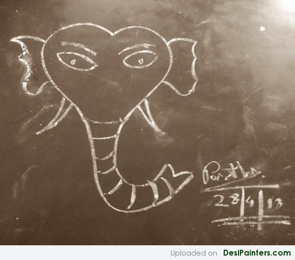 Chalk Sketch Of An Elephant's Face