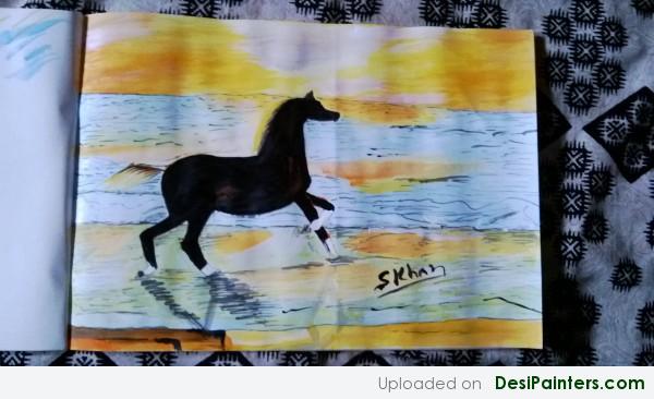 Painting Of A Horse By Sadique Khan - DesiPainters.com