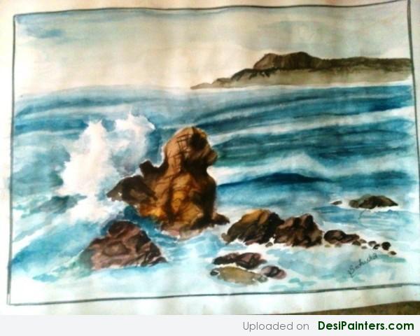 Watercolor Painting Of A Sea Scene - DesiPainters.com