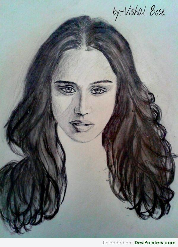 Charcoal Sketch Of Shraddha Kapoor - DesiPainters.com
