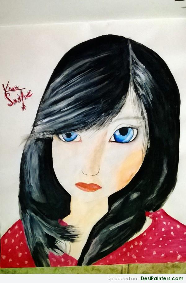 Watercolor Painting Of A Beautiful Girl