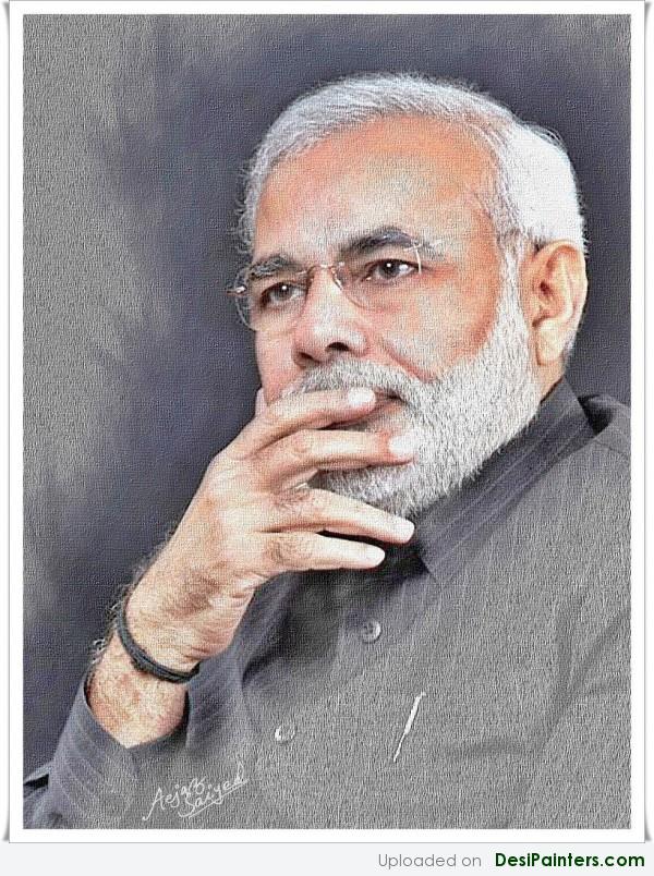 Digital Painting Of Narendra Modi - DesiPainters.com