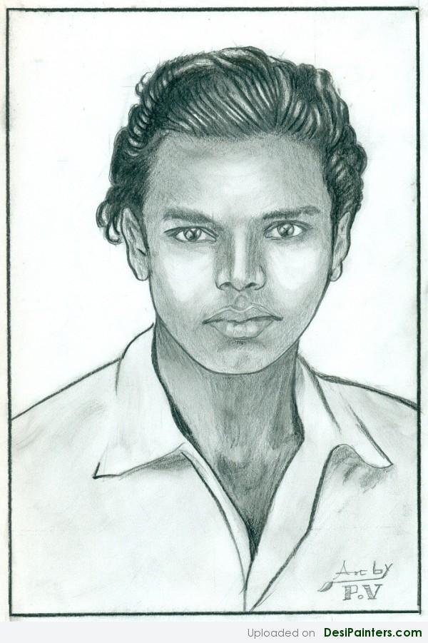 Pencil Sketch Of A Boy By P. Vadivel